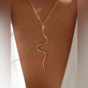 Rose Gold Snake Pendant Necklace